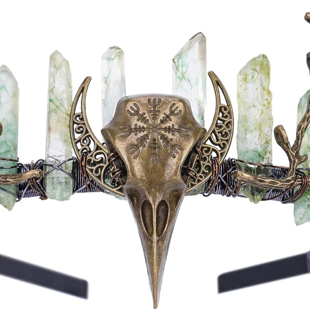 Vintage Crystal Crown Handmade Raw Quartz Tiara Elf Headband for Women Men